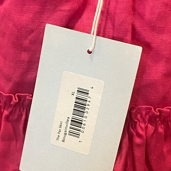 Hill House Pink Bougainvillea Linen A Line Ruffled Tiered Paz Skirt XL NWT - Picture 5 of 5